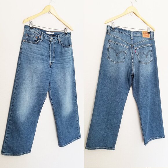 Levi's Ribcage Straight Ankle Jeans 30 x 27 High Waist Elevated Taste Blue Denim - Picture 15 of 15